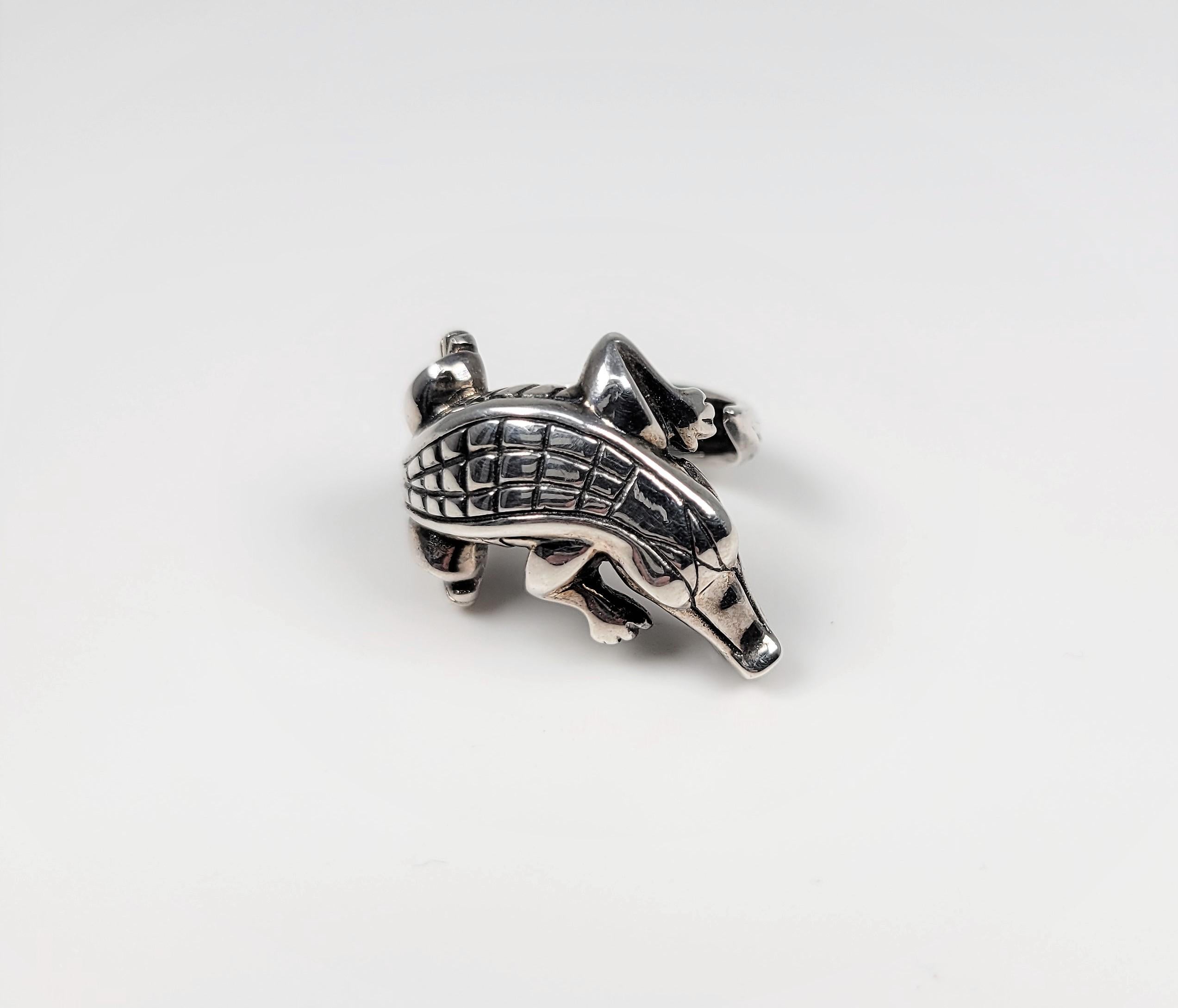 Kieselstein-Cord Sterling Silver Alligator Ring In Good Condition In Dallas, TX