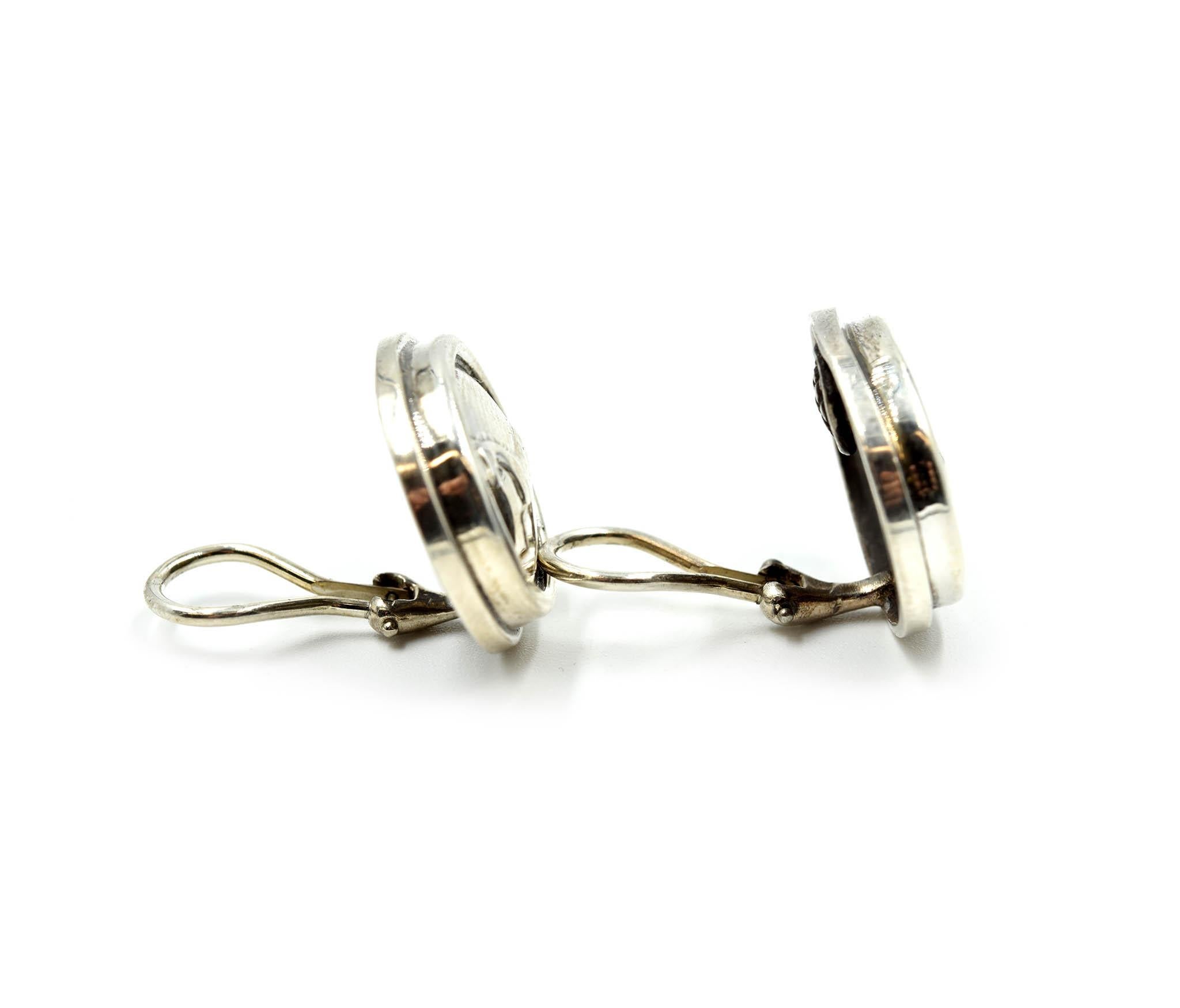 Women's Kieselstein Cord Sterling Silver Equine Button Clip Earrings