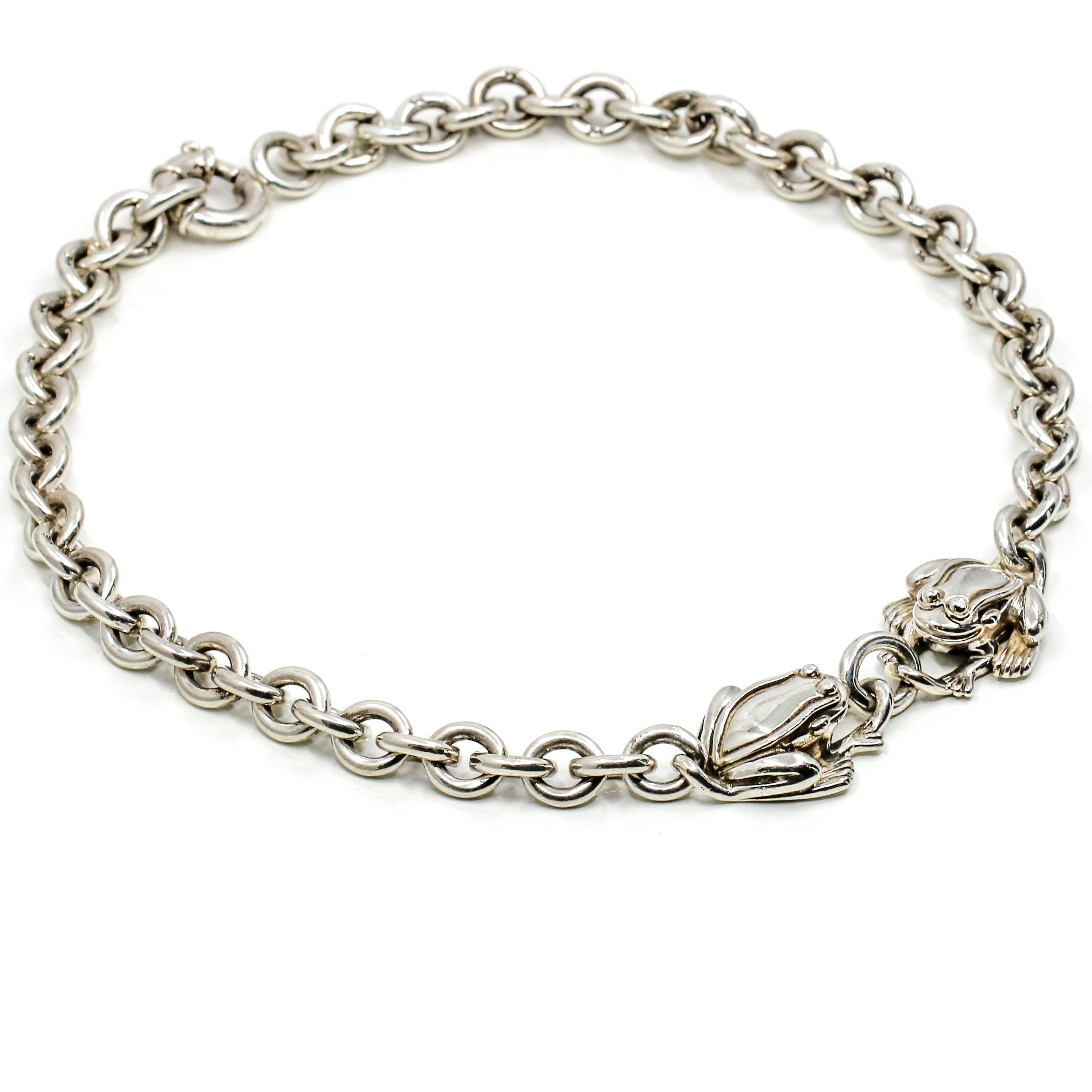 Women's Kieselstein-Cord Sterling Silver Frog Choker Necklace For Sale