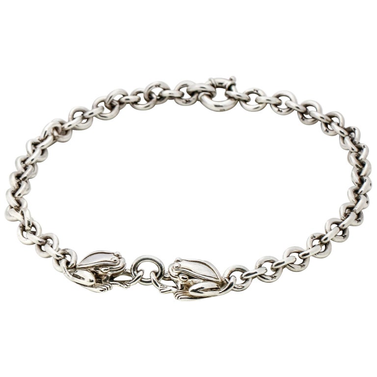 Kieselstein-Cord Sterling Silver Frog Choker Necklace For Sale at 1stDibs