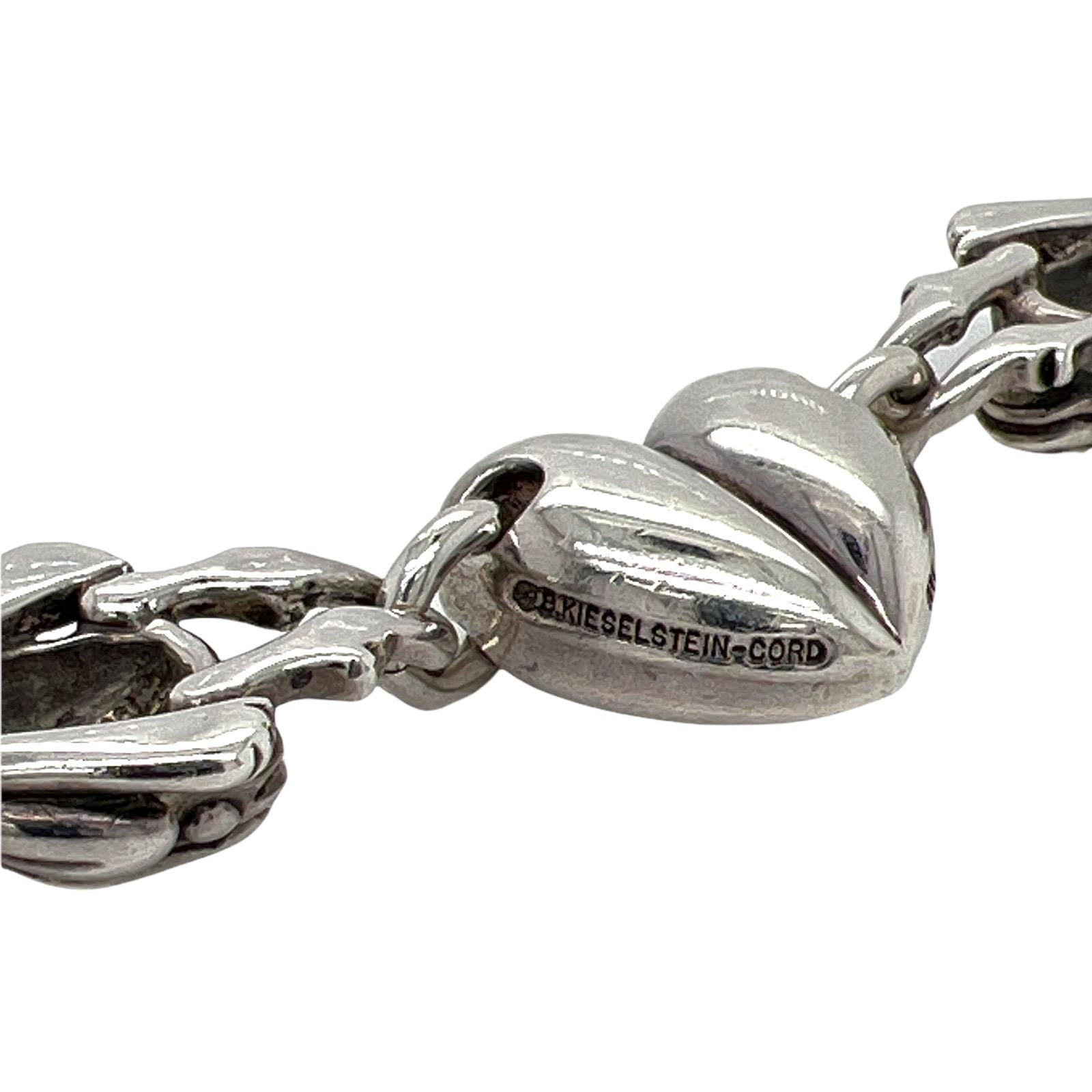 Modern Kieselstein Cord Sterling Silver Frog Heart Link Vintage Bracelet, Circa 1997