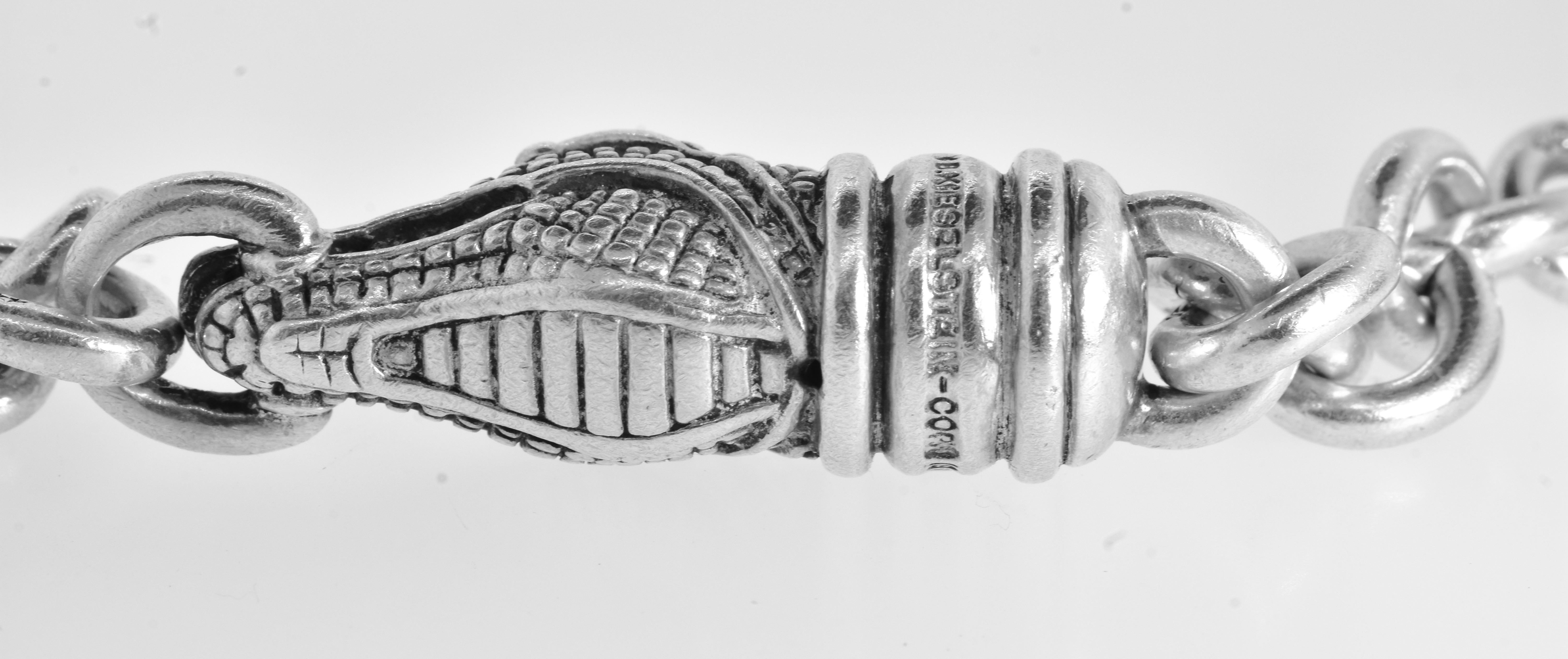 Kieselstein-Cord Sterlingsilber-Gliederarmband aus Alligatorleder, ca. 1995. 1