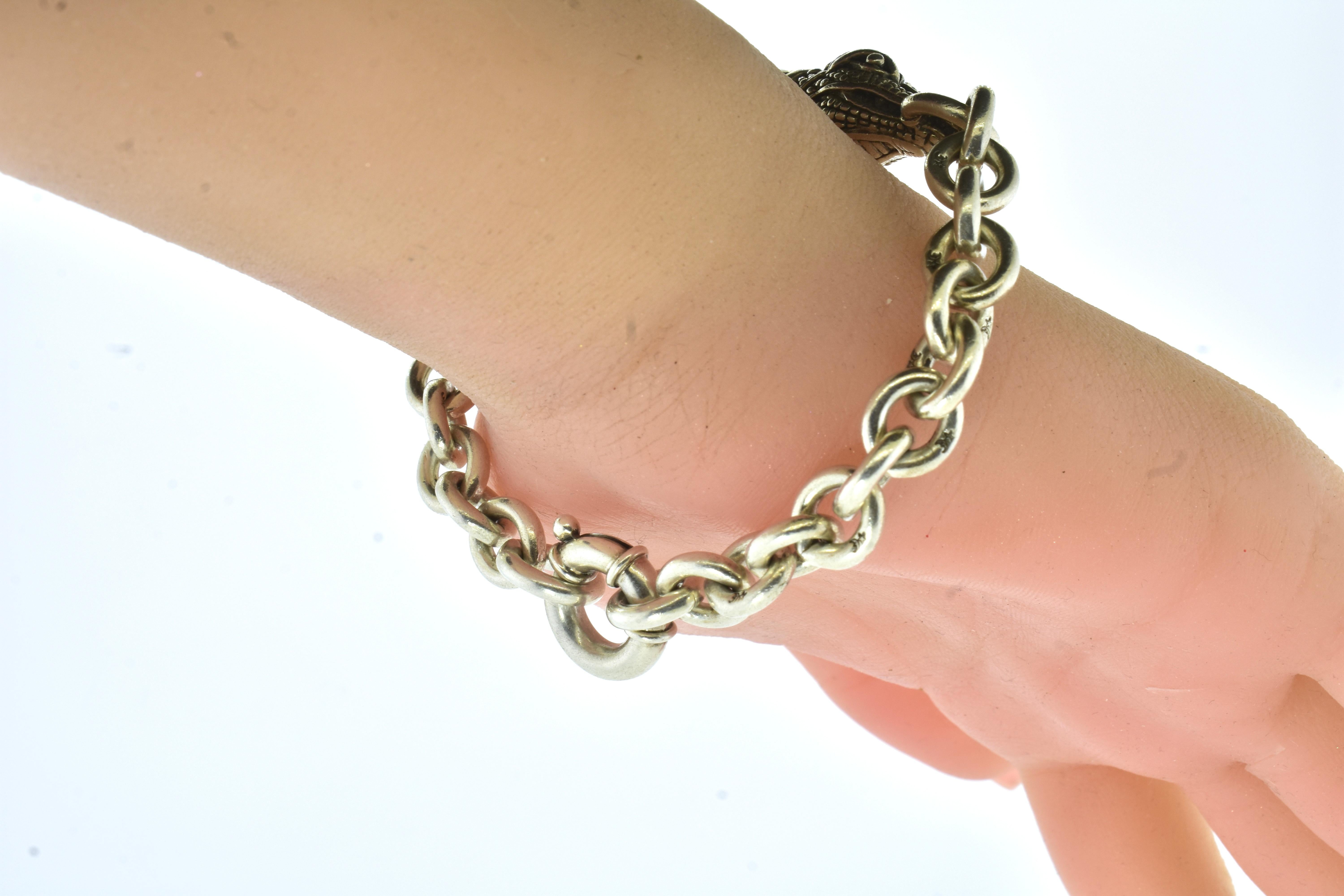Kieselstein-Cord Sterlingsilber-Gliederarmband aus Alligatorleder, ca. 1995. 4