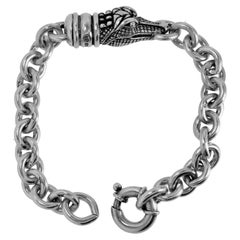 Kieselstein-Cord Sterlingsilber-Gliederarmband aus Alligatorleder, ca. 1995.