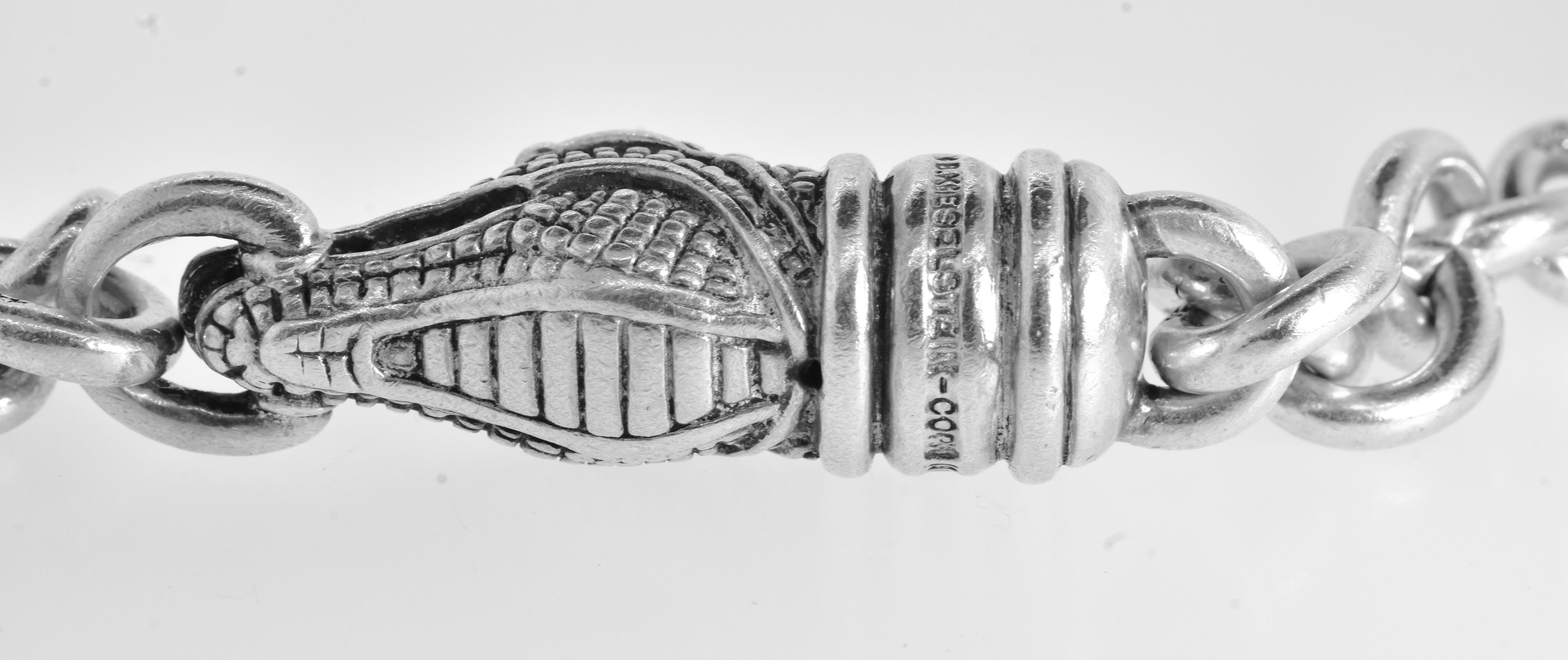 Kieselstein-Cord Sterling Silver Link Alligator Vintage Bracelet, circa 1995 For Sale 1