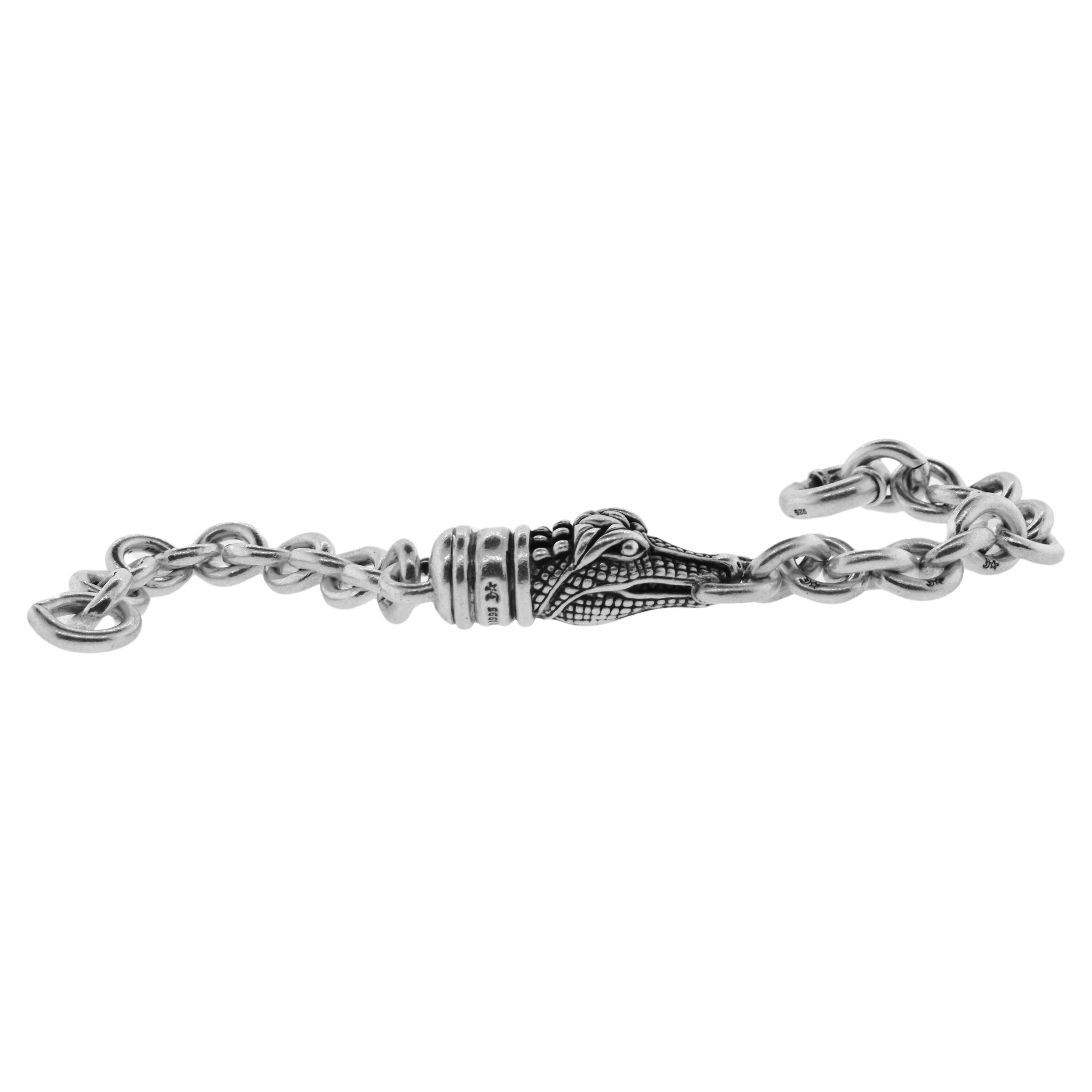 Kieselstein-Cord Sterling Silver Link Alligator Vintage Bracelet, circa 1995 For Sale