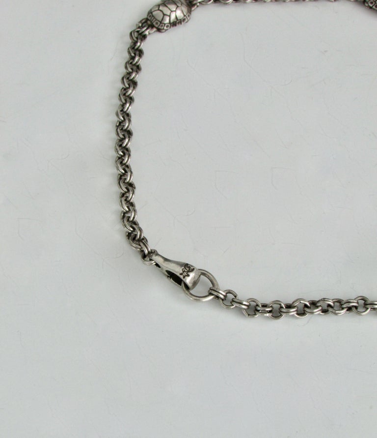 Post-Modern Kieselstein Cord Sterling Silver Turtle Necklace For Sale