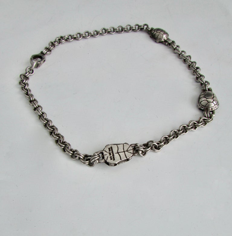 20th Century Kieselstein Cord Sterling Silver Turtle Necklace For Sale