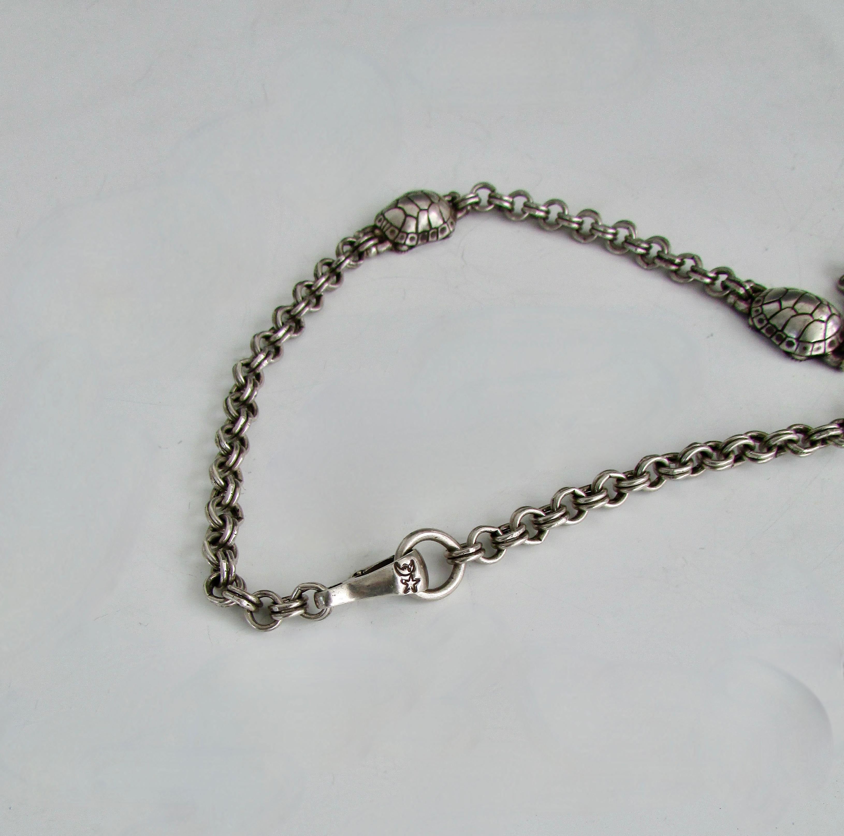 American Kieselstein Cord Sterling Silver Turtle Necklace For Sale