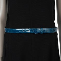 KIESELSTEIN-CORD teal blue CROCODILE 1" Belt Strap 3