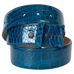KIESELSTEIN-CORD teal blue CROCODILE 1.5" Belt Strap 3