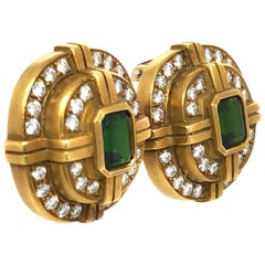 Kieselstein  Cord Tourmaline and Diamond Ear Clips