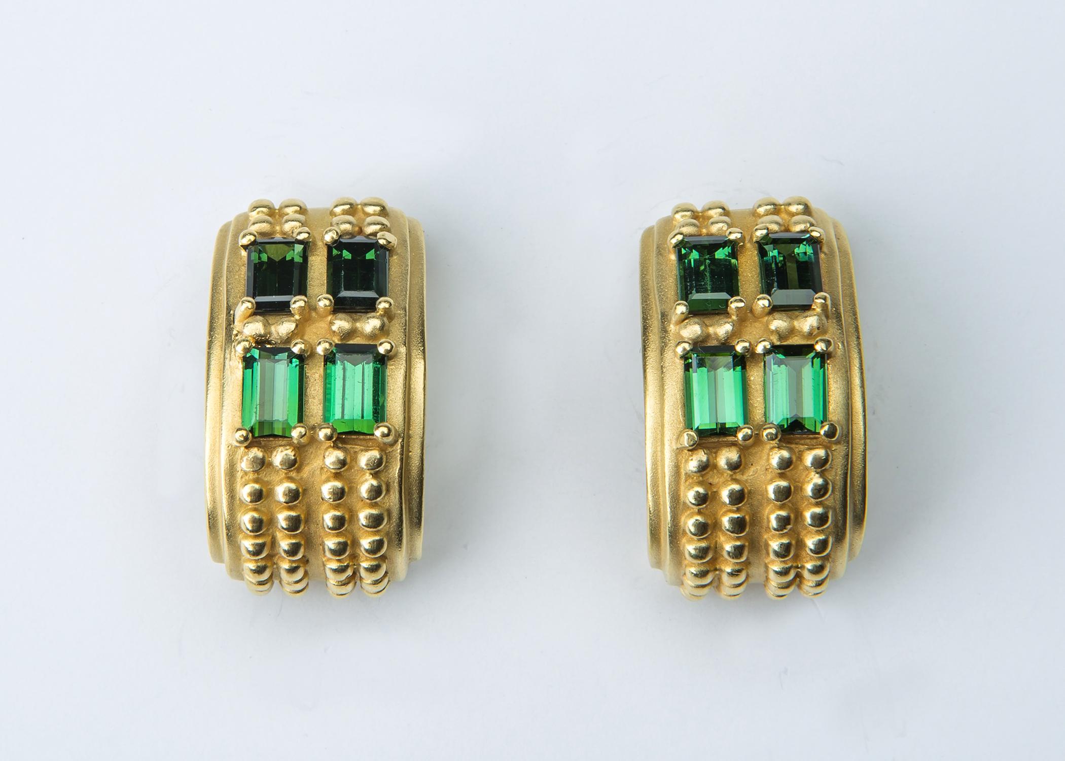 Contemporary Kieselstein-Cord Tourmaline Gold Earrings