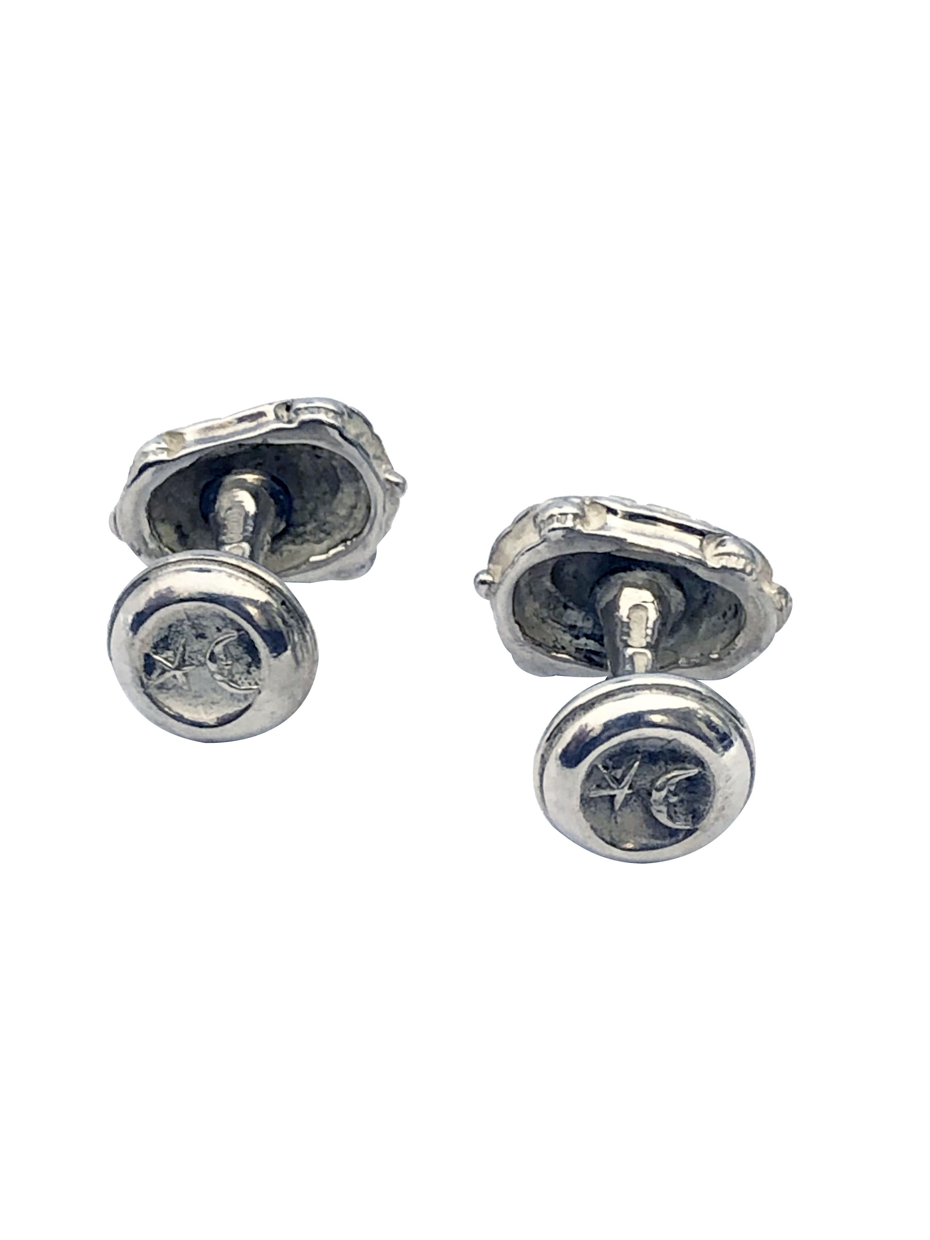 Gemelli KIESELSTEIN-CORD con guscio di tartaruga in argento In condizioni ottime in vendita a Chicago, IL