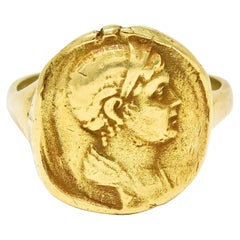 Kieselstein Cord Vintage 18 Karat Gold Severus Alexander Ancient Coin Ring