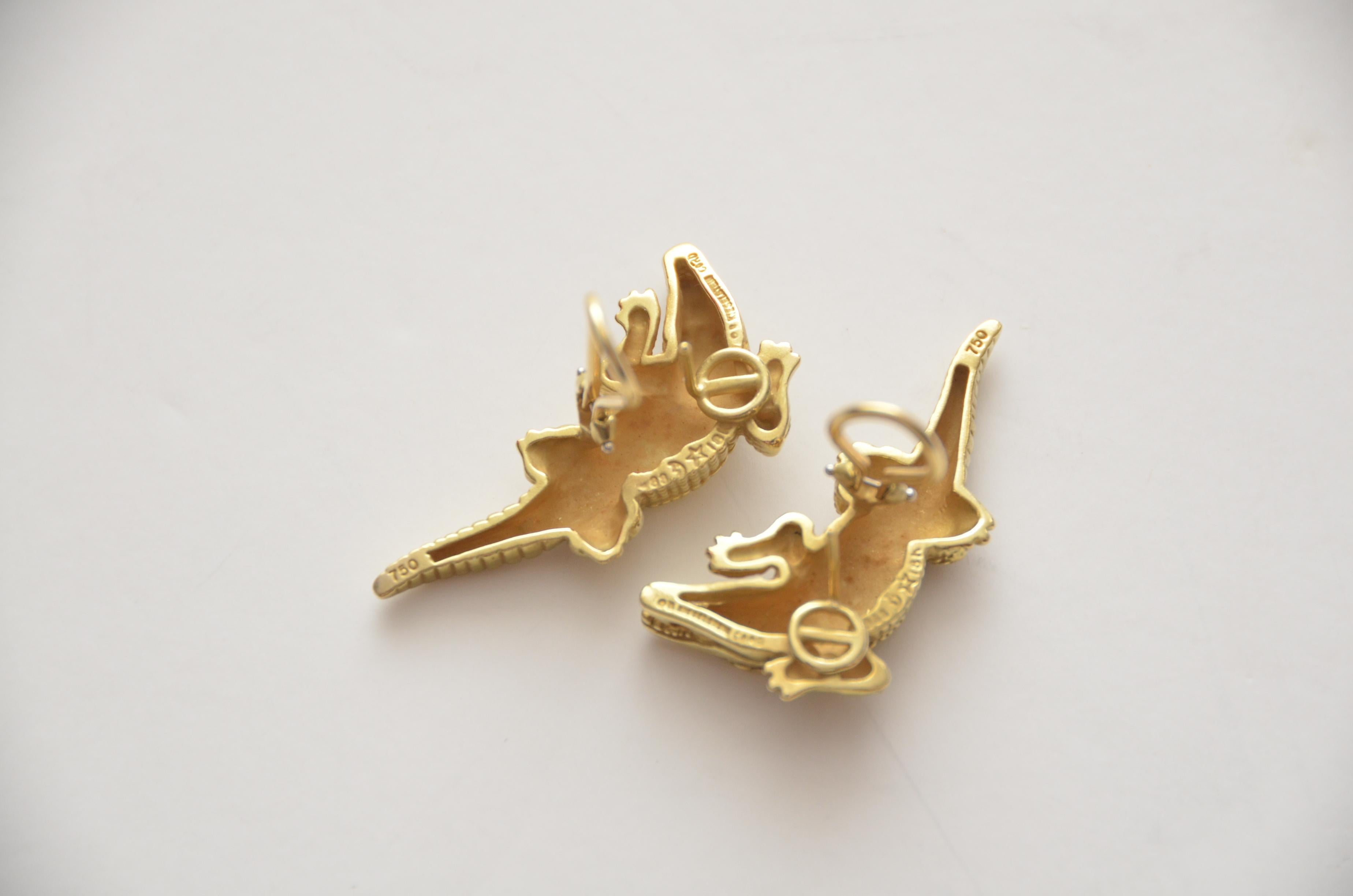 KIESELSTEIN-CORD Vintage 18K Alligator Earclips  Earrings  Mint  In Excellent Condition In New York, NY