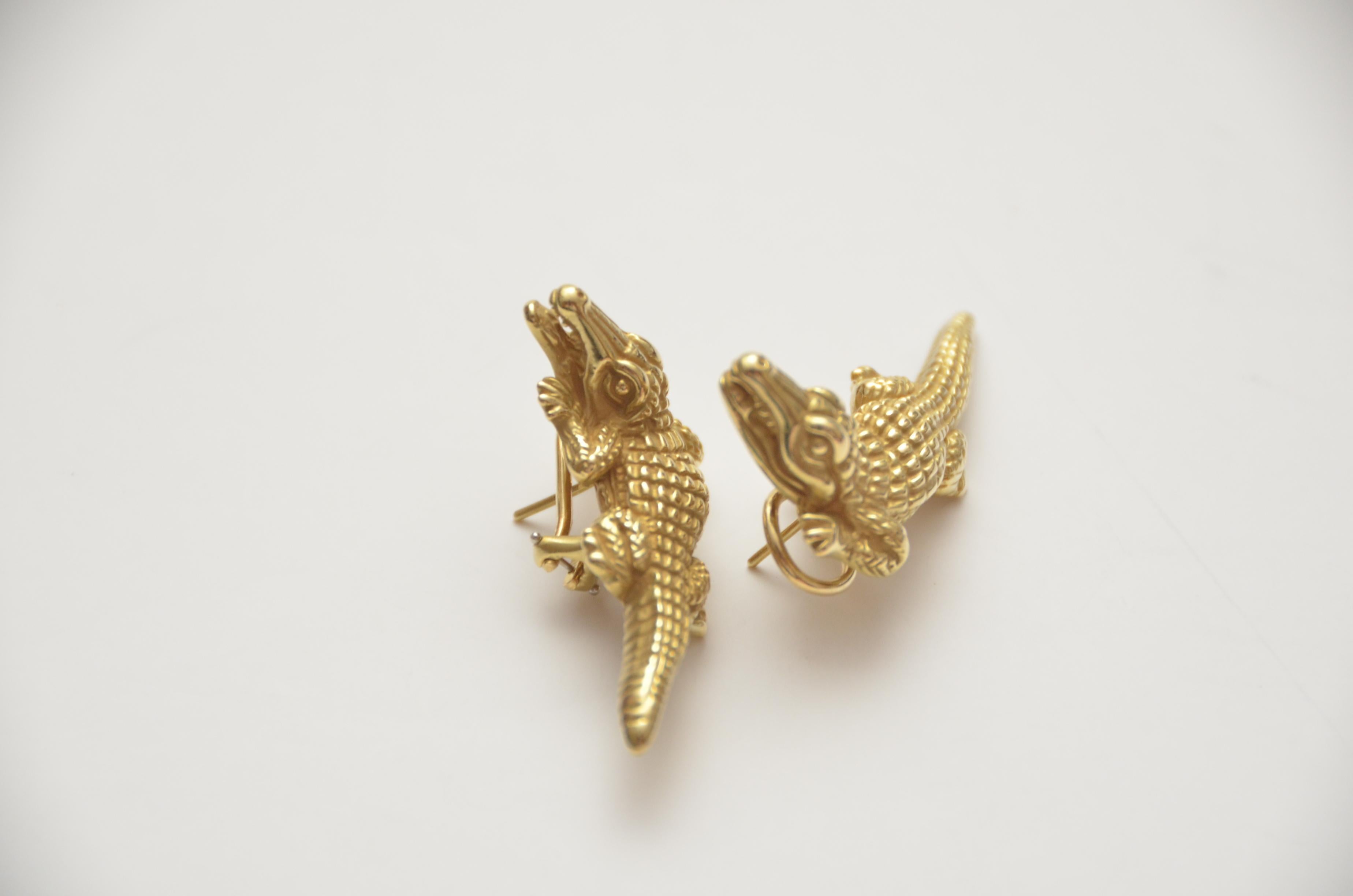 KIESELSTEIN-CORD Vintage 18K Alligator Earclips  Earrings  Mint  2