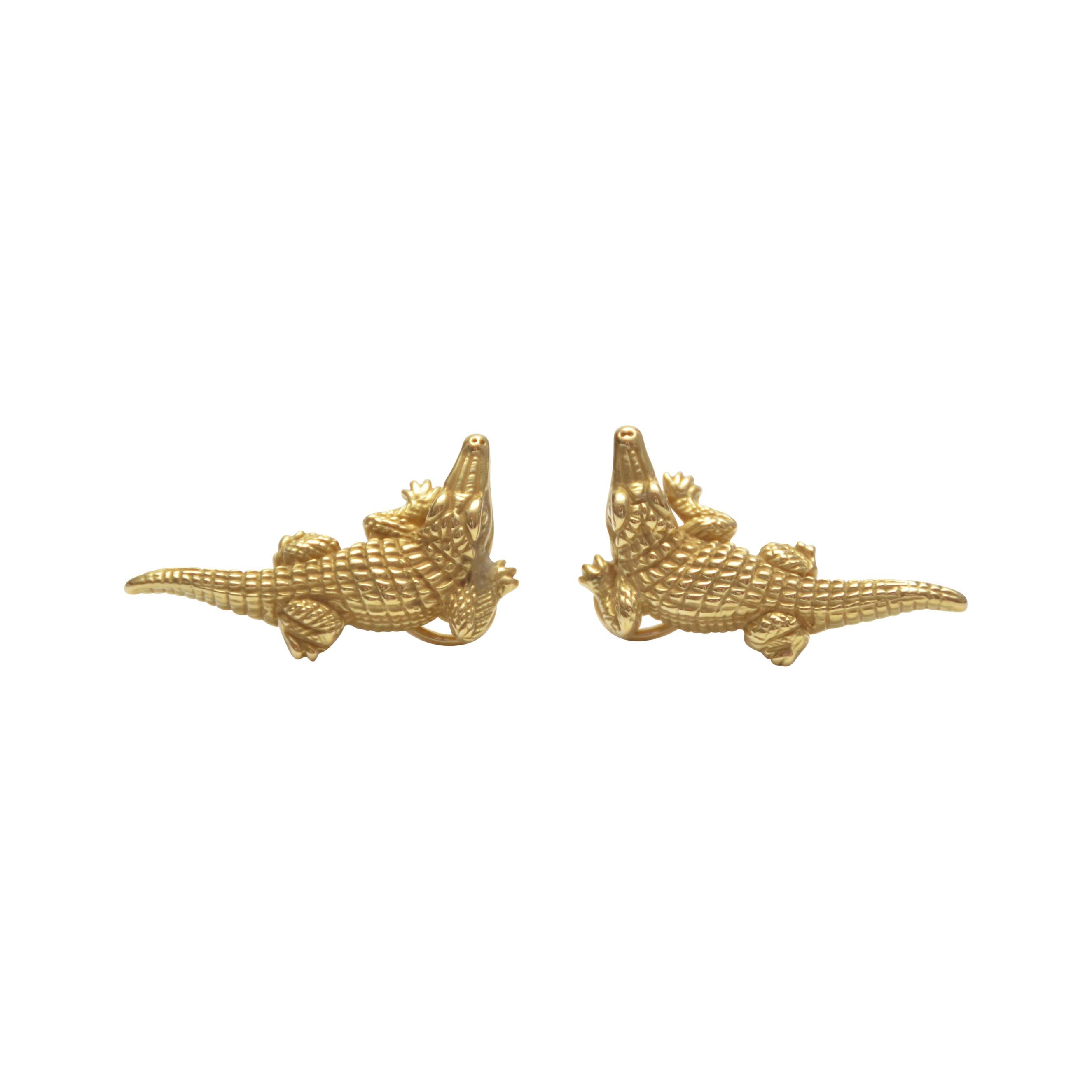 KIESELSTEIN-CORD Vintage 18K Alligator Earclips  Earrings  Mint 