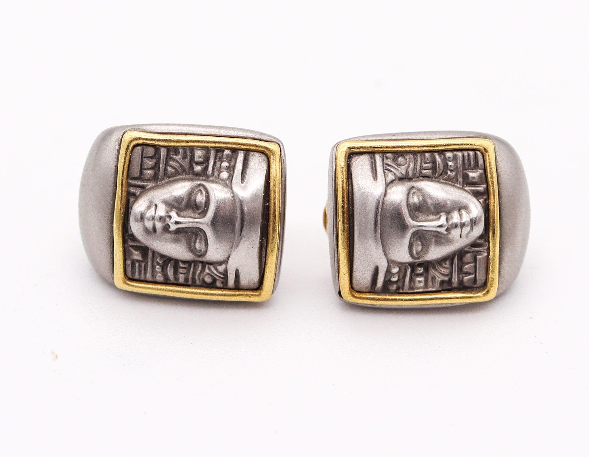 KIESELSTEIN CORD Mujeres del mundo Pendientes de acero y oro amarillo de 18 quilates Modernista en venta