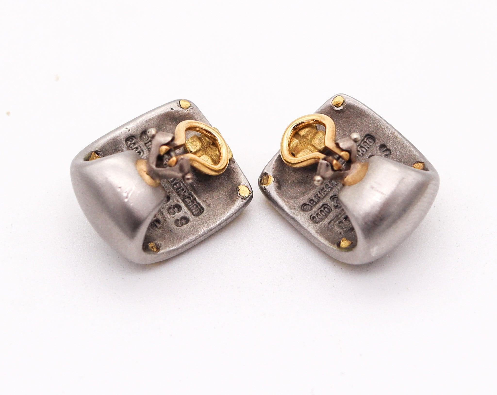 KIESELSTEIN CORD Mujeres del mundo Pendientes de acero y oro amarillo de 18 quilates en Excelente estado para la venta en Miami, FL
