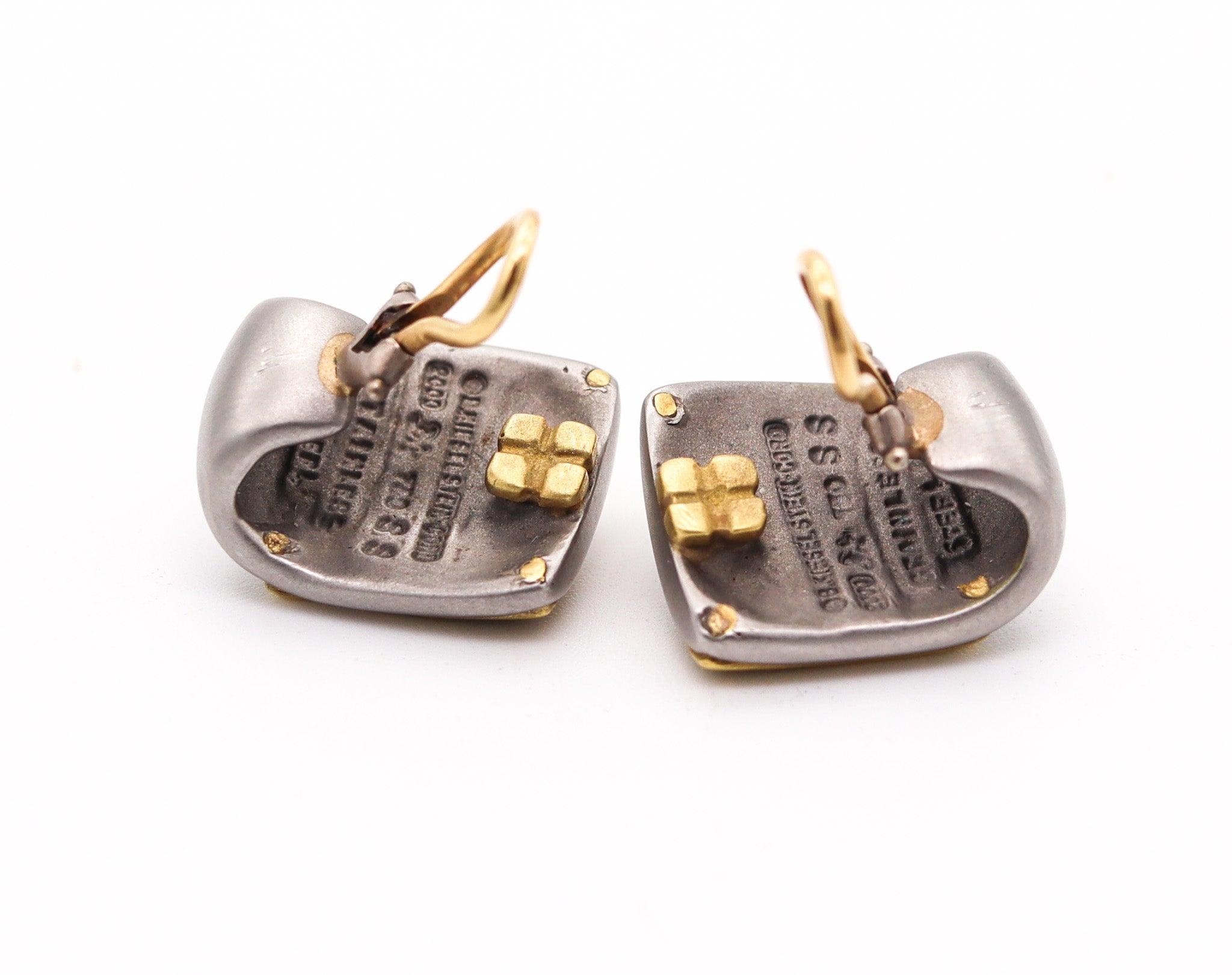De las mujeres KIESELSTEIN CORD Mujeres del mundo Pendientes de acero y oro amarillo de 18 quilates en venta