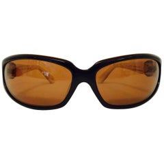Kieselstein-Cord Wraparound Latte Sunglasses With Amber Tint