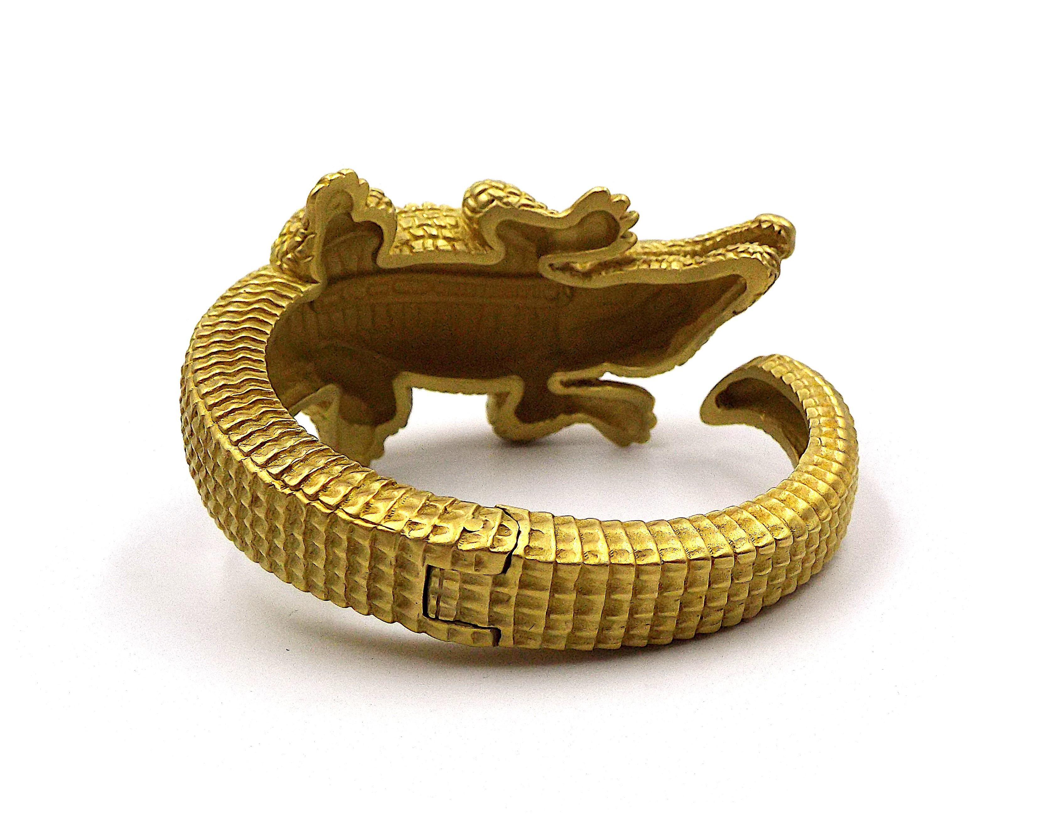Kieselstein-Cord Gelbgold-Alligator-Manschettenarmband Damen im Angebot