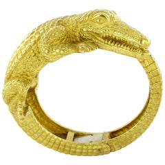 Kieselstein-Cord Yellow Gold Alligator Cuff Bracelet