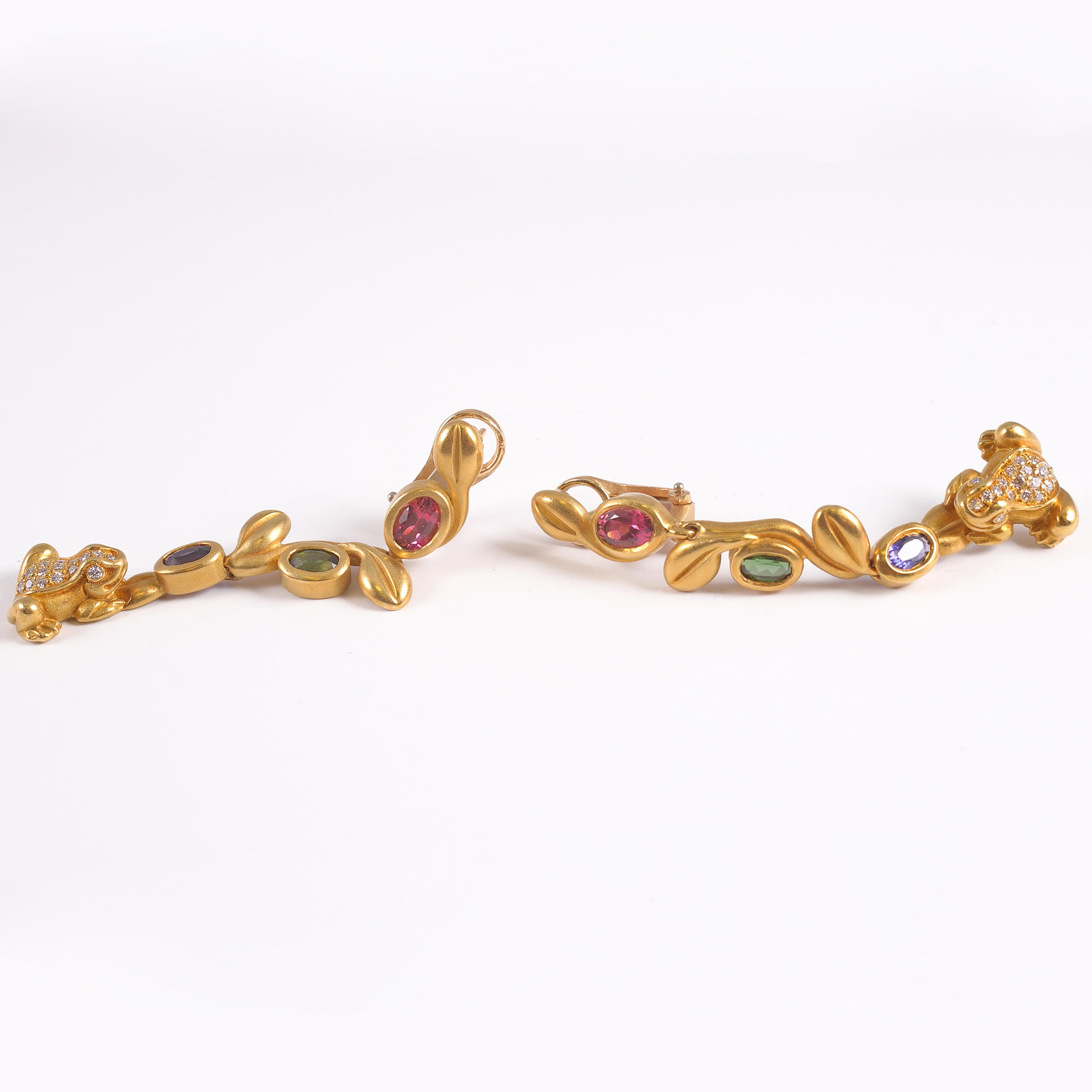 Round Cut Kieselstein-Cord Green Gold Gemstone Earrings Midsummer Nights Dream Collection