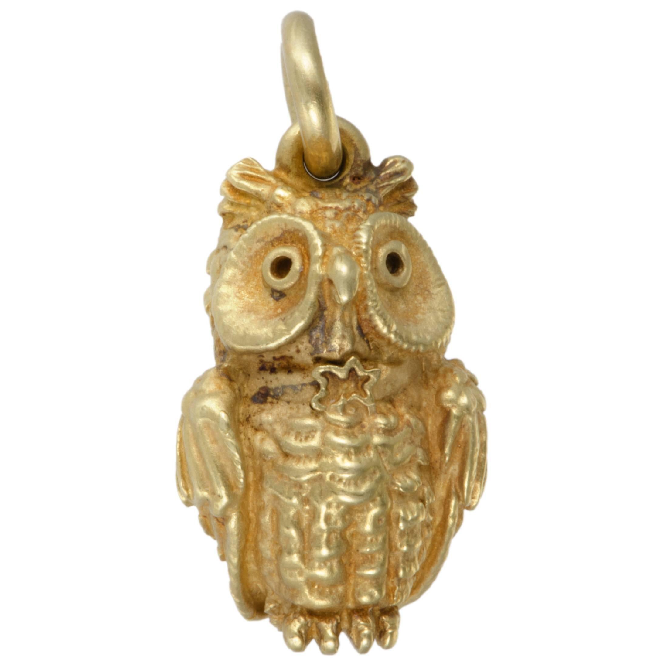 Kieselstein-Cord Yellow Gold Owl Pendant