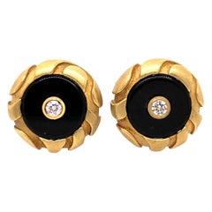 Kieselstein Yellow Gold, Onyx and Diamond Cufflinks