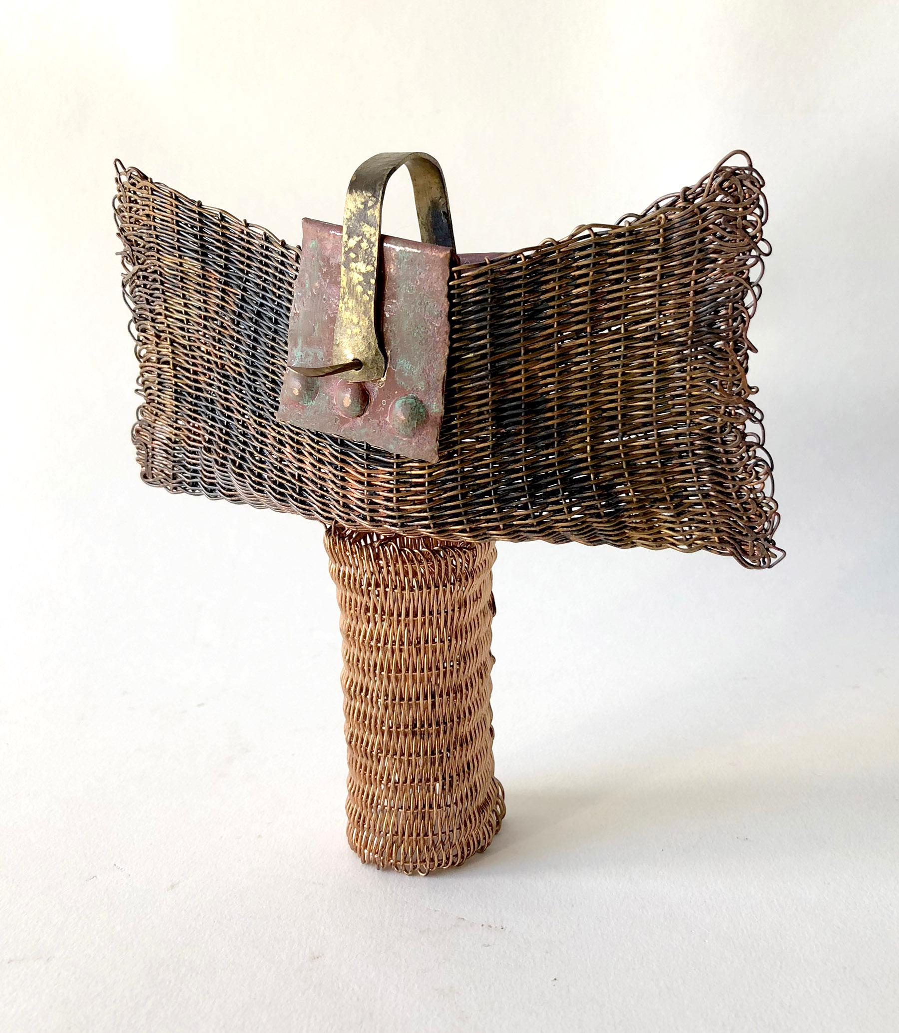 British Kieta Jackson Three Woven Copper Metal Textile Sculptural Forms For Sale