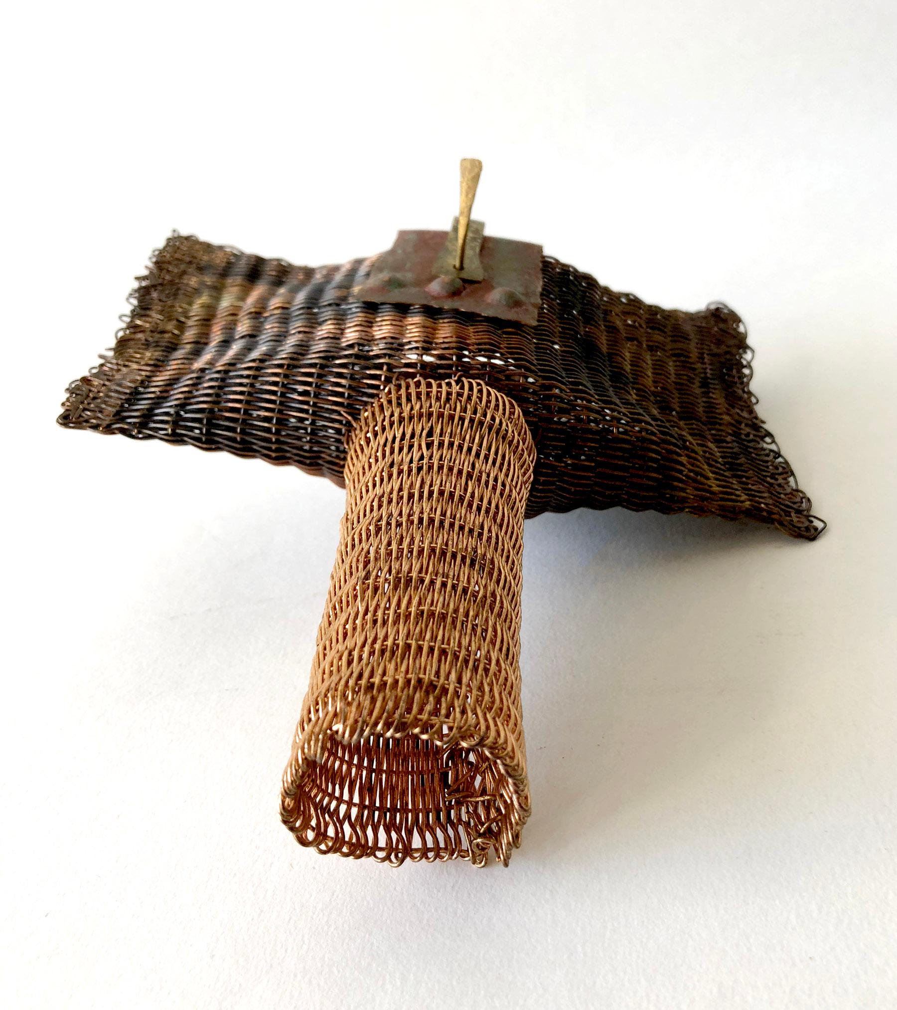 Patinated Kieta Jackson Three Woven Copper Metal Textile Sculptural Forms For Sale