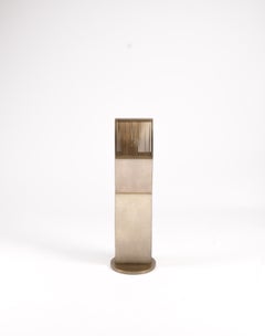 Small Cream Shagreen and Bronze-Patina Brass Propeller Floor Lamp by Kifu Paris