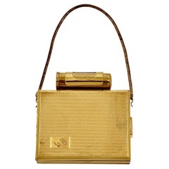 Kigu Gold Tone Carryall Compact Party Case circa 1950s