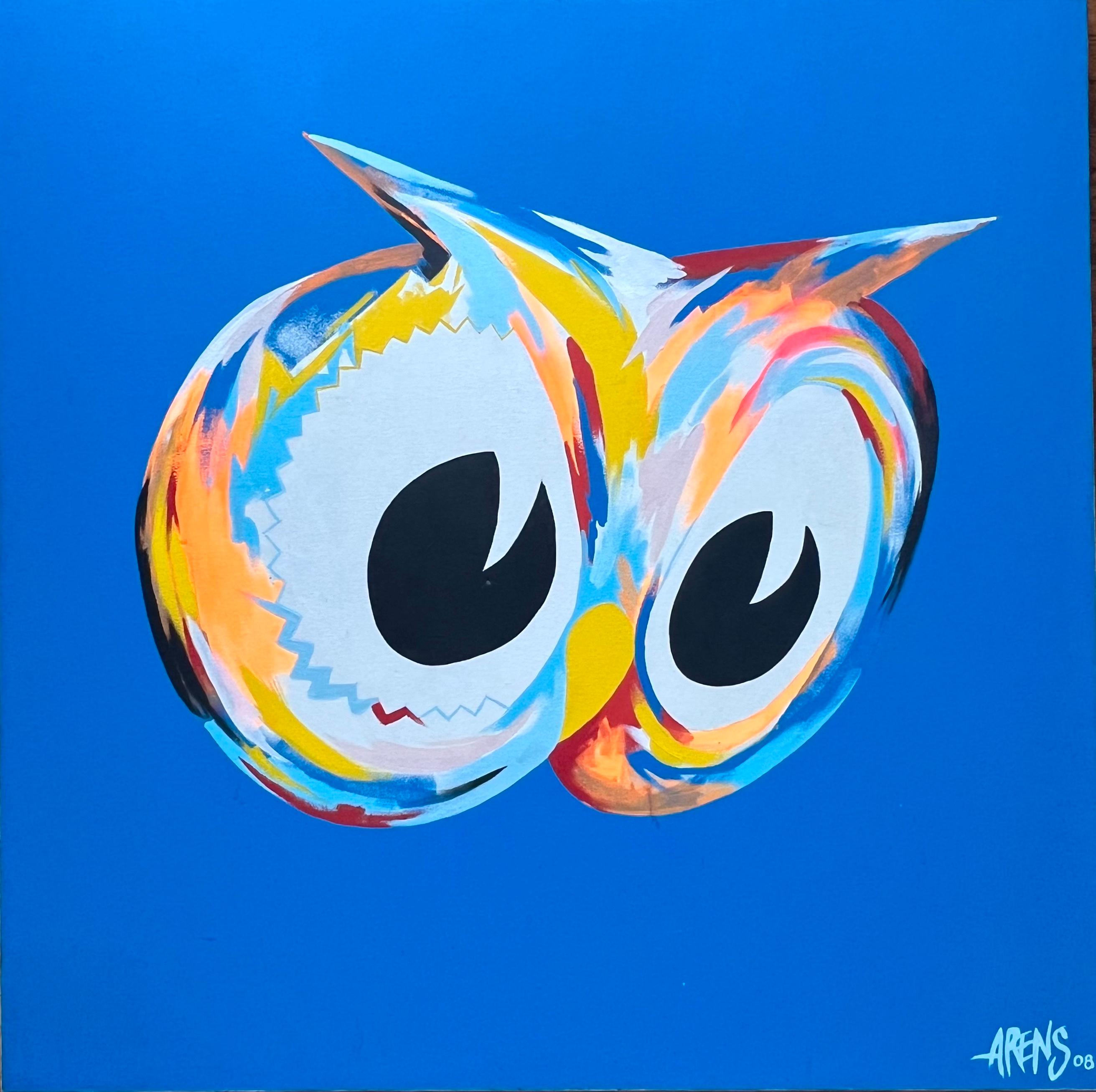 "Gufo blu" Quadro figurativo 48" x 48" pollici di Kii A. Arens
