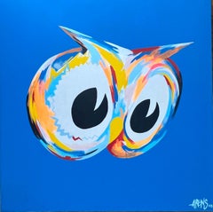 "Gufo blu" Quadro figurativo 48" x 48" pollici di Kii A. Arens