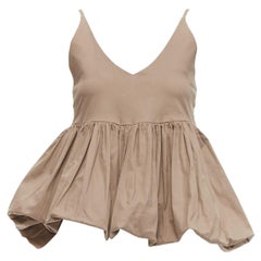 KIKA VARGAS brown cotton blend puff peplum spaghetti strap vest top S