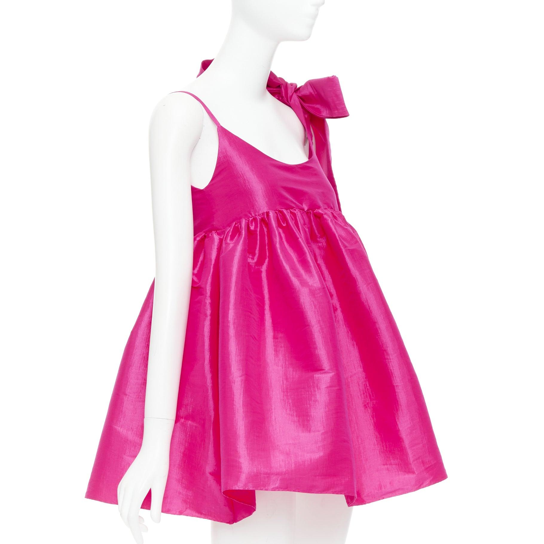 Rose KIKA VARGAS Sue robe babydoll avec nœud d'épaule en soie mélangée rose fuchsia XS