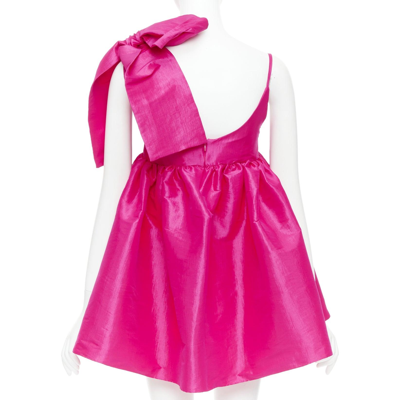  KIKA VARGAS Sue robe babydoll avec nœud d'épaule en soie mélangée rose fuchsia XS Pour femmes 
