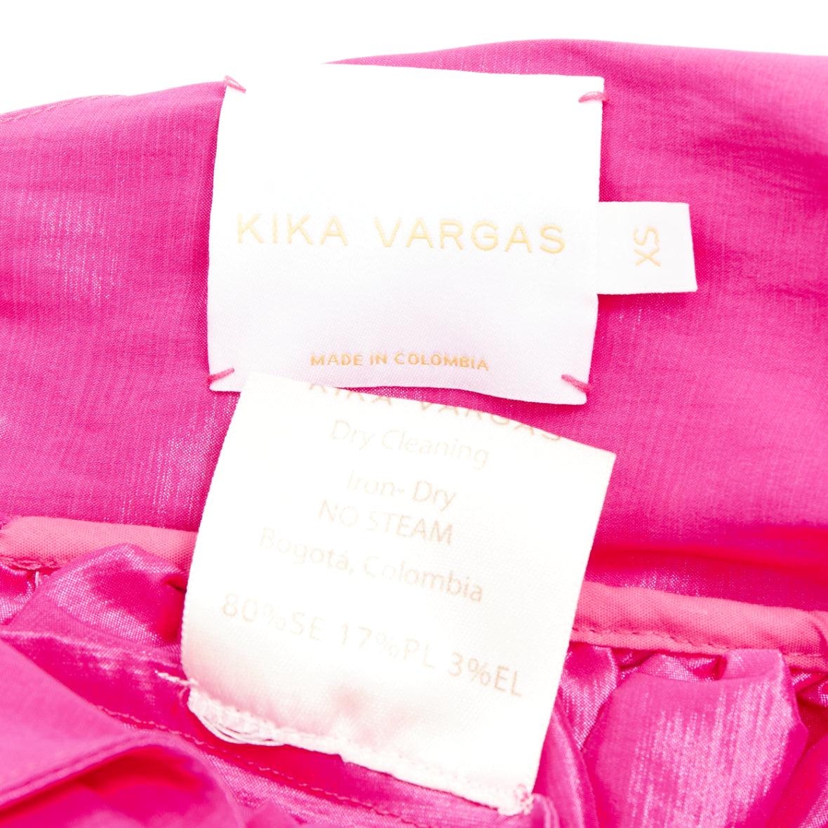 KIKA VARGAS Sue robe babydoll avec nœud d'épaule en soie mélangée rose fuchsia XS 3