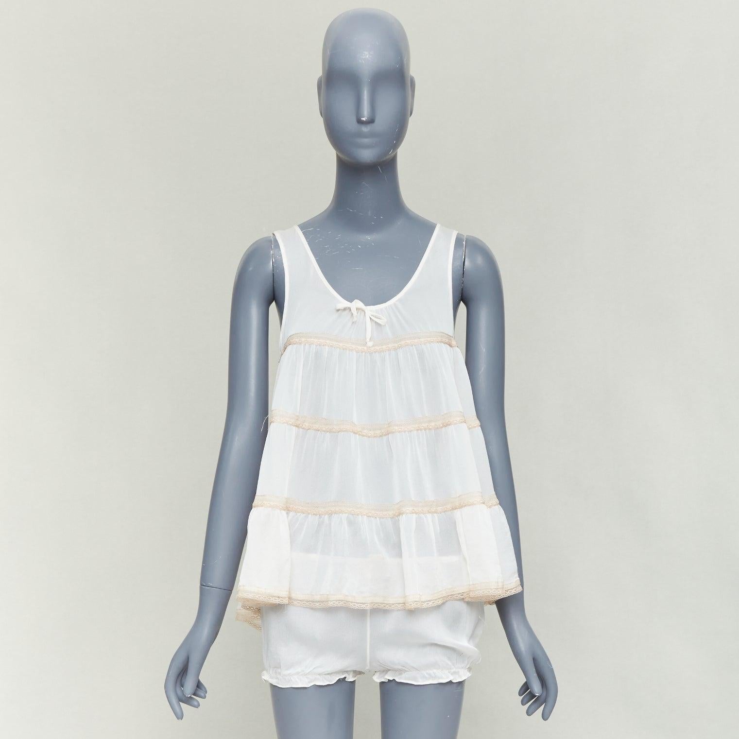 KIKI DE MONTPARNASSE Babydoll aus 100 % Seide Schleife vorne gestuftes Nachtwäsche-Set M im Angebot 7