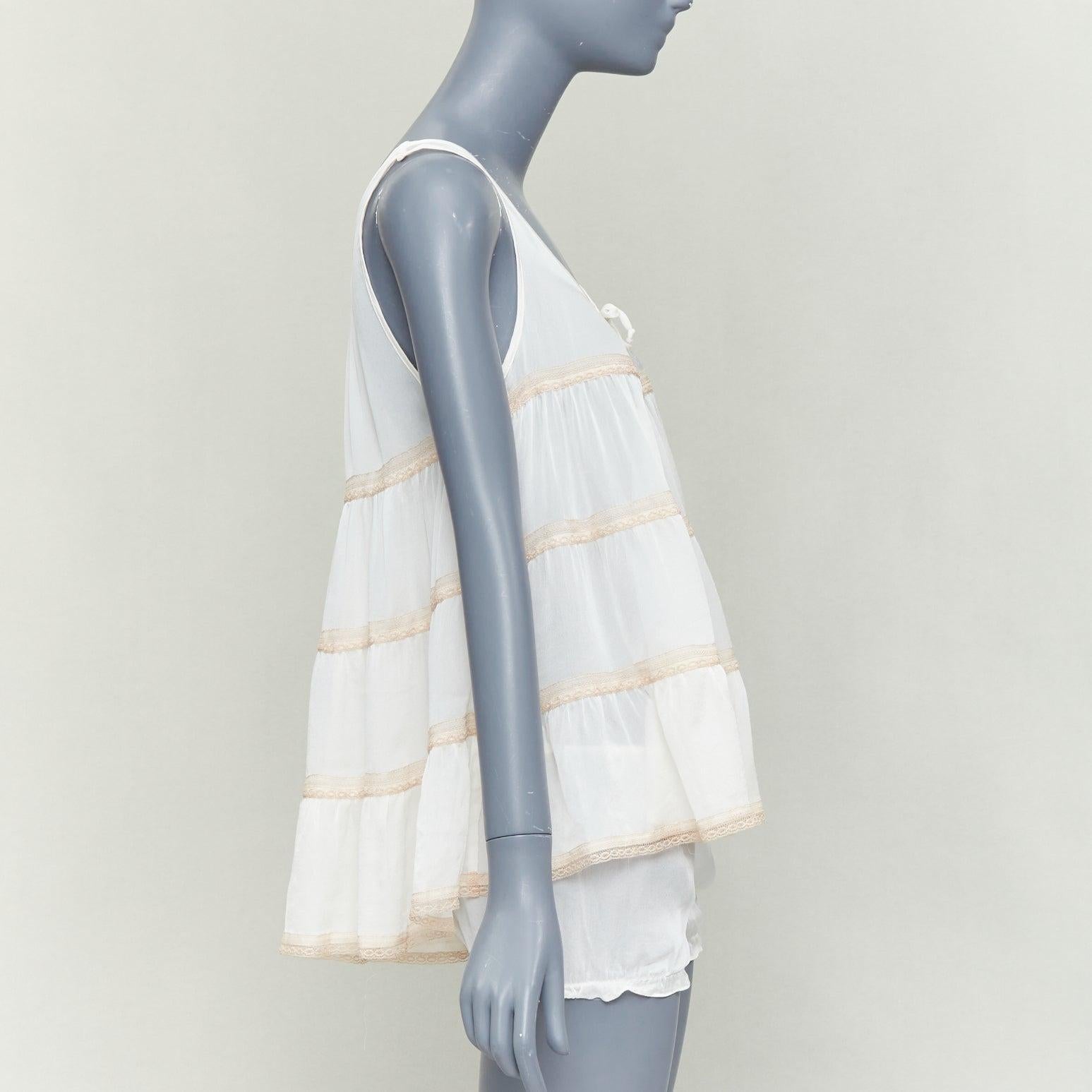 KIKI DE MONTPARNASSE Babydoll aus 100 % Seide Schleife vorne gestuftes Nachtwäsche-Set M Damen im Angebot