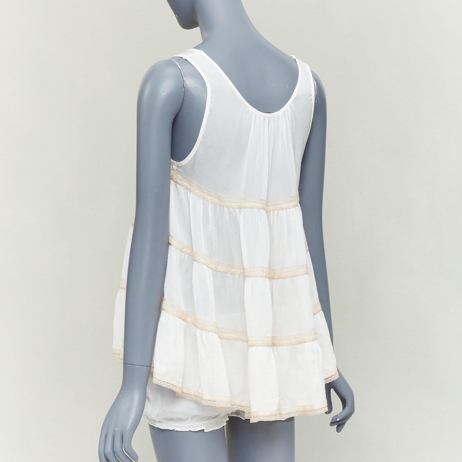 KIKI DE MONTPARNASSE Babydoll aus 100 % Seide Schleife vorne gestuftes Nachtwäsche-Set M im Angebot 1