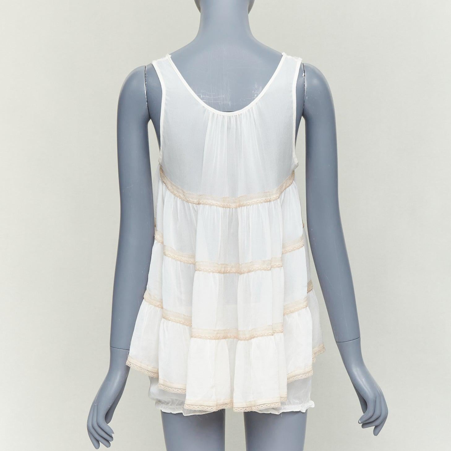 KIKI DE MONTPARNASSE Babydoll aus 100 % Seide Schleife vorne gestuftes Nachtwäsche-Set M im Angebot 2