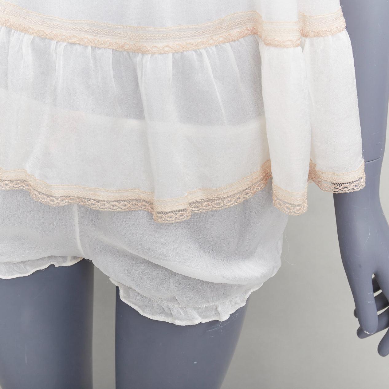 KIKI DE MONTPARNASSE Babydoll aus 100 % Seide Schleife vorne gestuftes Nachtwäsche-Set M im Angebot 3