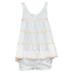 KIKI DE MONTPARNASSE 100% silk babydoll bow front tiered bloomer nightwear set M