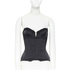 KIKI DE MONTPARNASSE black boned lace trim sweetheart corset bustier lingerie XS