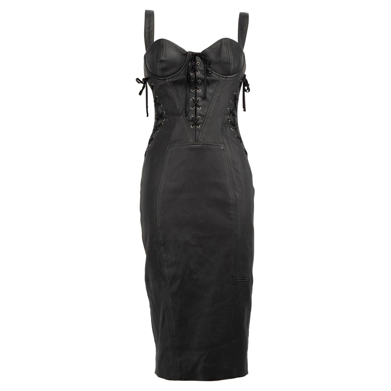 Kiki de Montparnasse Black Leather Corset Dress Size XS