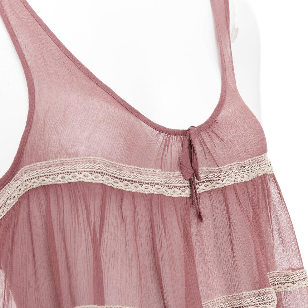 KIKI DE MONTPARNASSE pink 100% silk babydoll bloomer nightwear cami shorts set For Sale 2